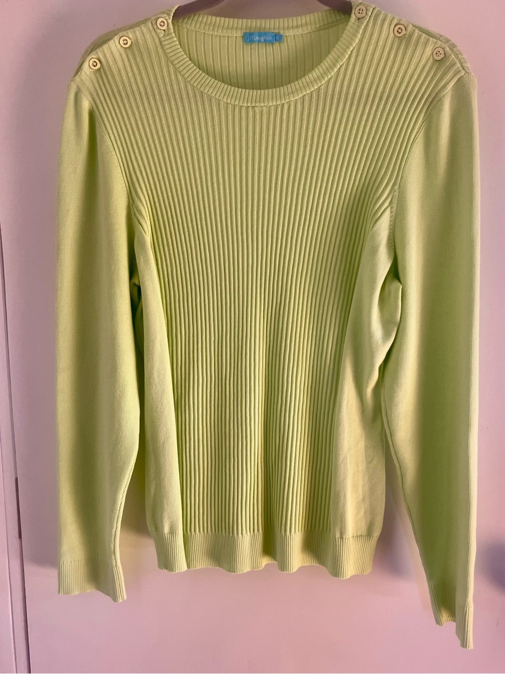 J. McLaughlin Sea Spray Ribbed Long Sleeve Crew Neck Sweater Light Green Size XL